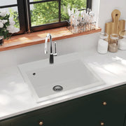 Gootsteen enkele bak graniet wit 56.5x51x30.6 cm