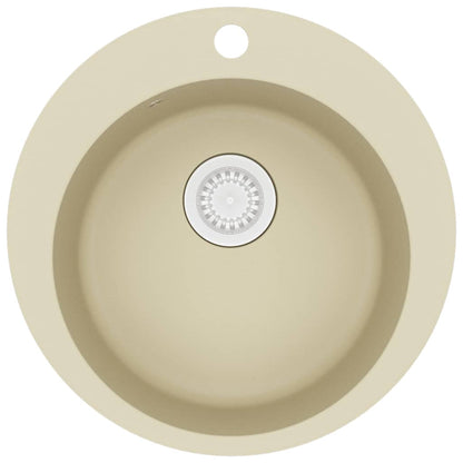 Gootsteen enkele bak rond graniet beige Beige