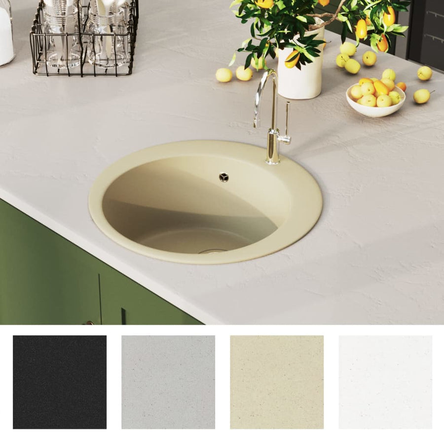 Gootsteen enkele bak rond graniet beige Beige