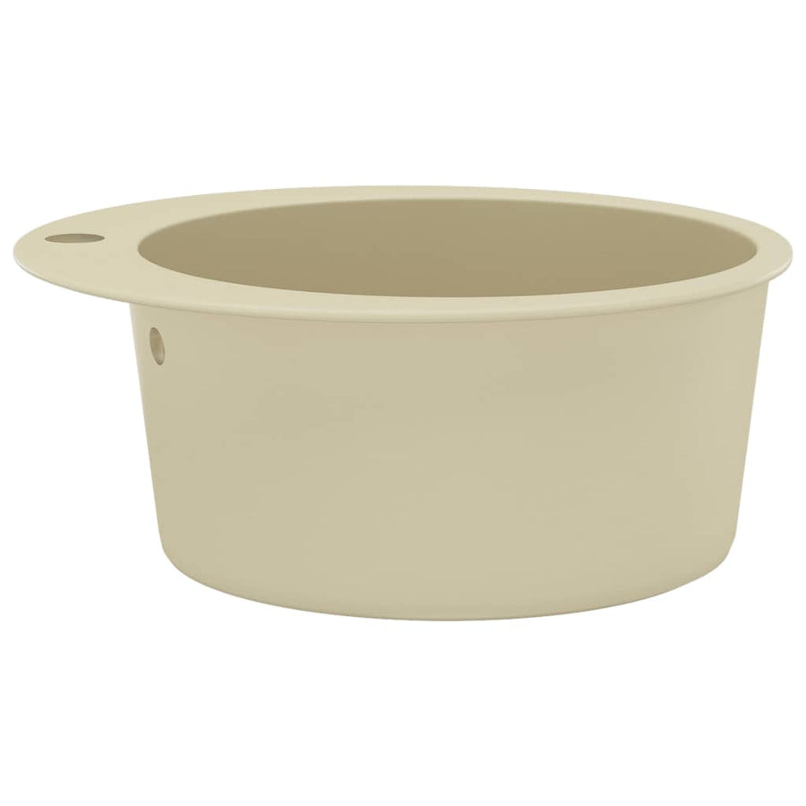 Gootsteen enkele bak rond graniet beige Beige