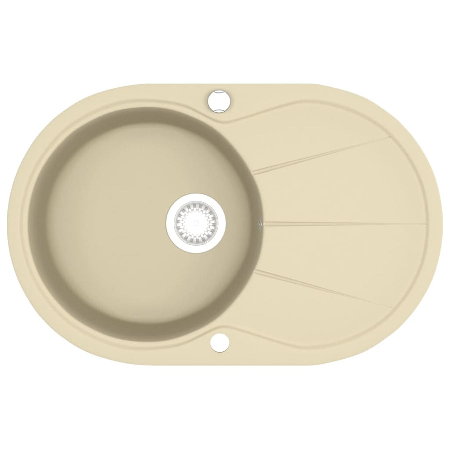 Gootsteen enkele bak ovaal graniet beige Beige