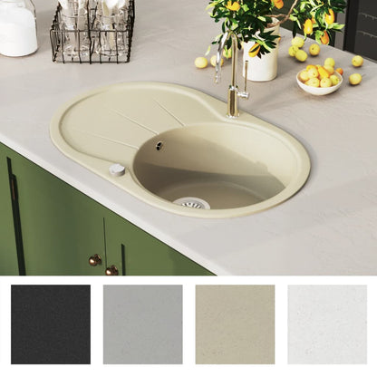 Gootsteen enkele bak ovaal graniet beige Beige