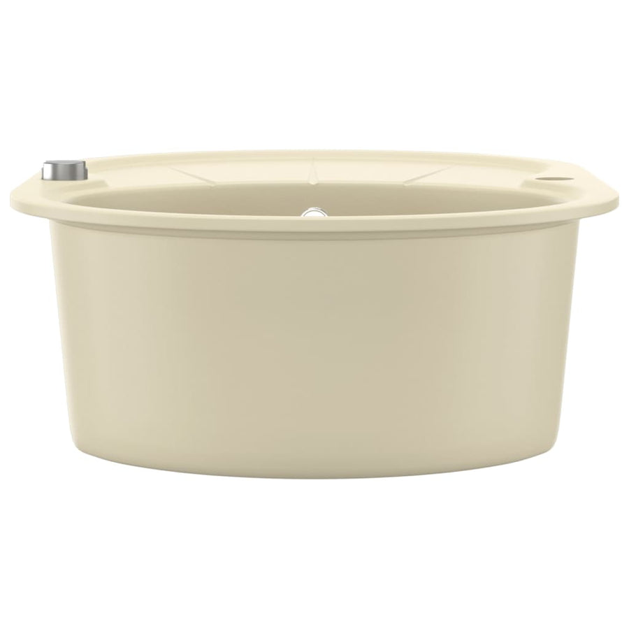 Gootsteen enkele bak ovaal graniet beige Beige