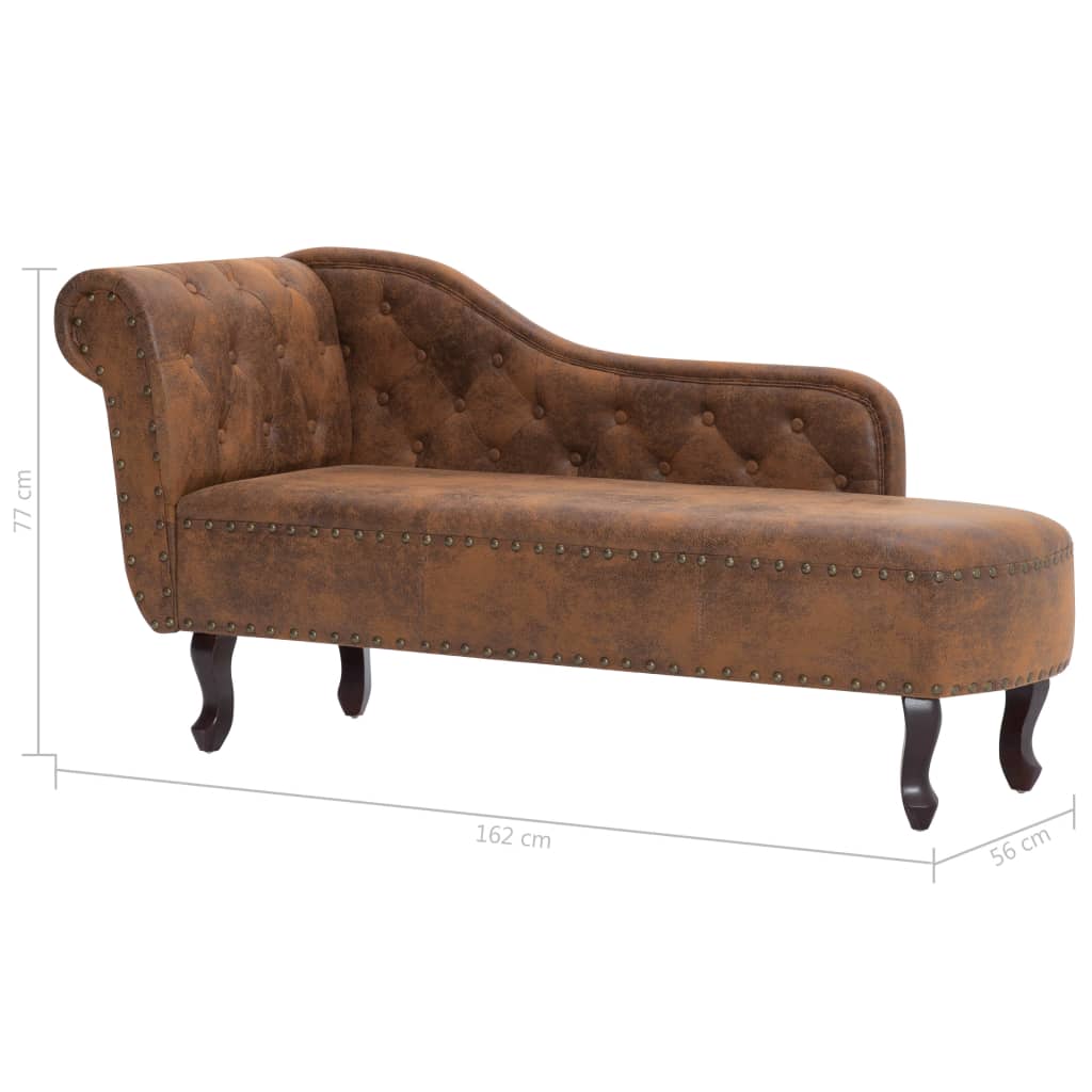 Chaise Longue Kunstsuède Bruin