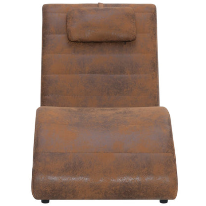 Chaise Longue Met Kussen Kunstsuède Bruin