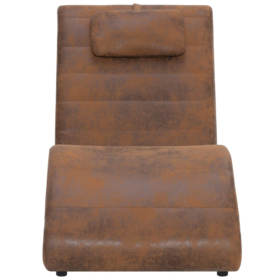 Chaise Longue Met Kussen Kunstsuède Bruin