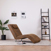 Chaise longue kunstsuède bruin 144x59x79 cm