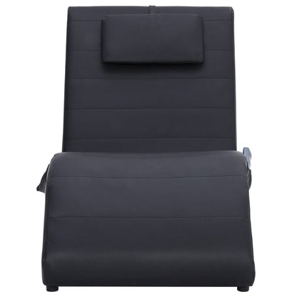 Massage Chaise Longue Met Kussen Kunstleer Zwart