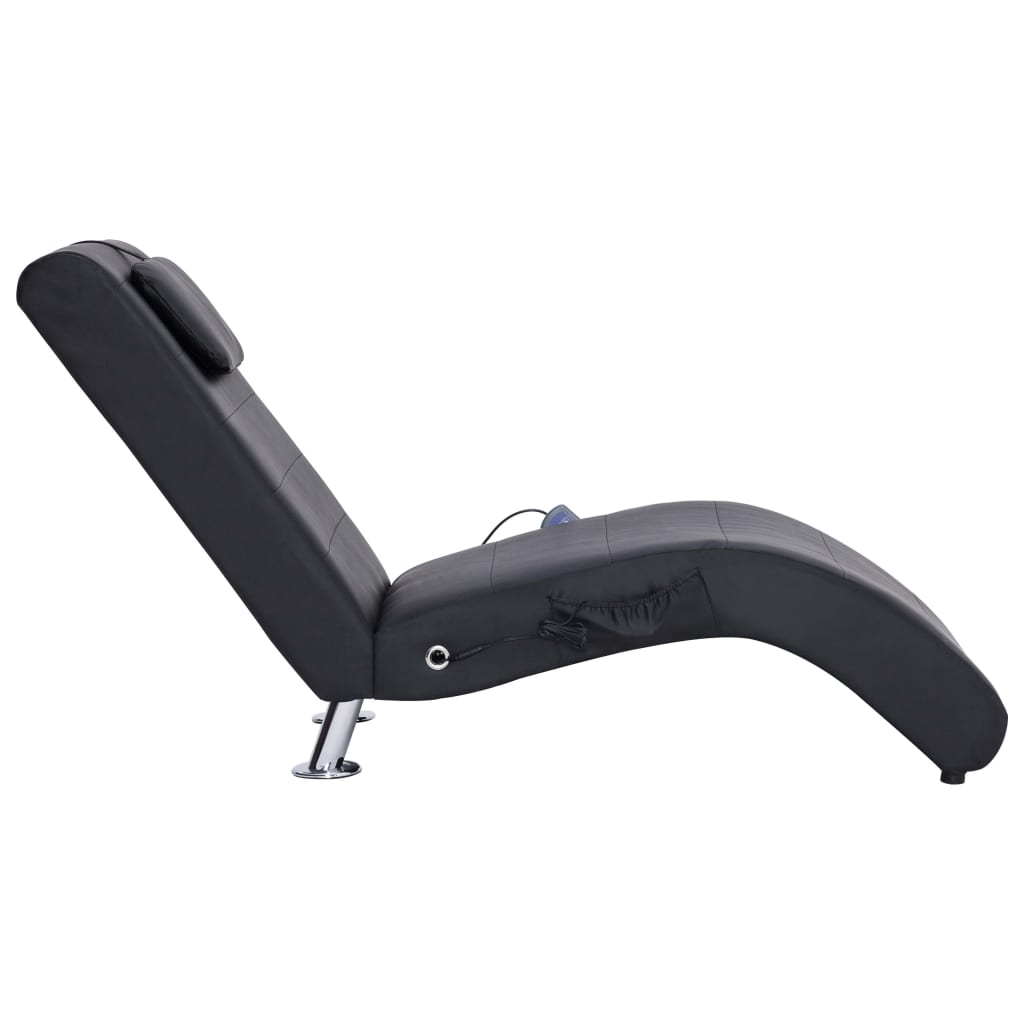 Massage Chaise Longue Met Kussen Kunstleer Zwart