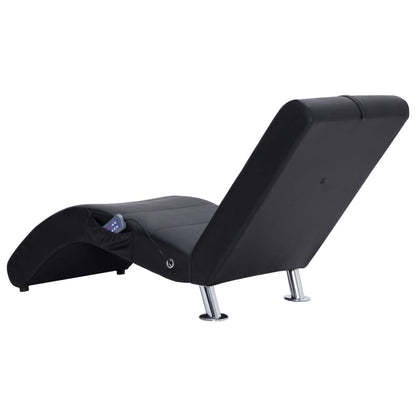 Massage Chaise Longue Met Kussen Kunstleer Zwart