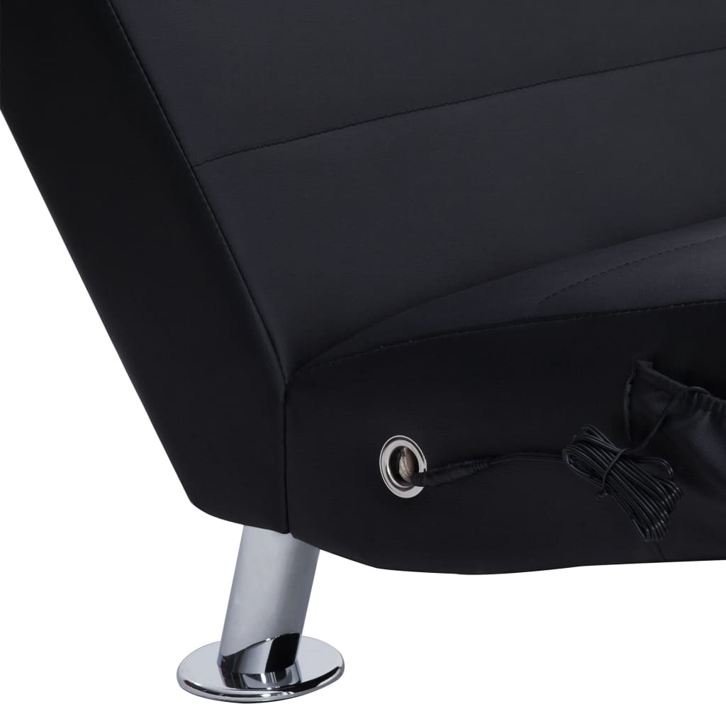 Massage Chaise Longue Met Kussen Kunstleer Zwart