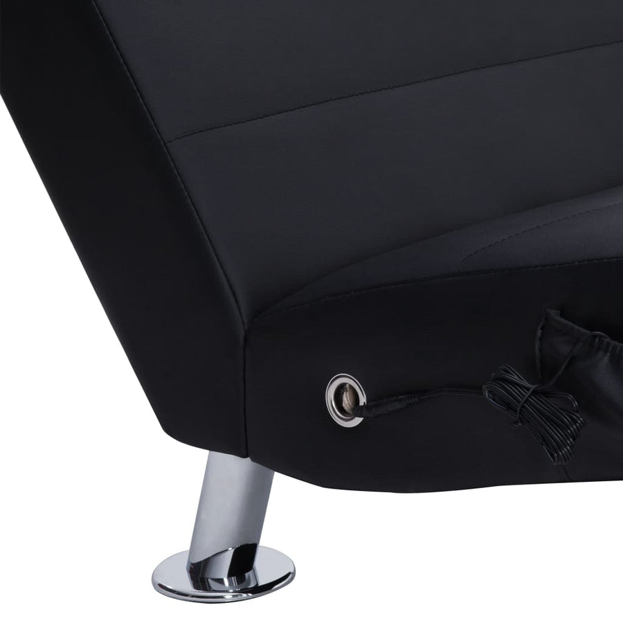 Massage Chaise Longue Met Kussen Kunstleer Zwart