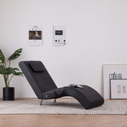 Massage chaise longue 144x59x79 cm kunstleer zwart