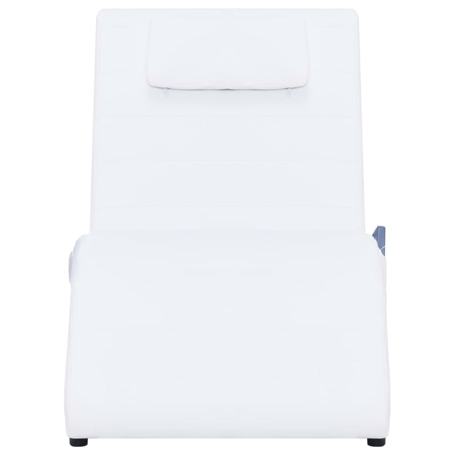 Massage Chaise Longue Met Kussen Kunstleer Wit