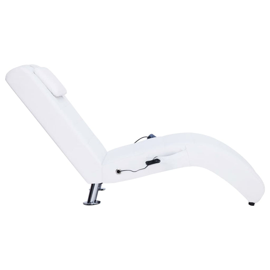 Massage Chaise Longue Met Kussen Kunstleer Wit
