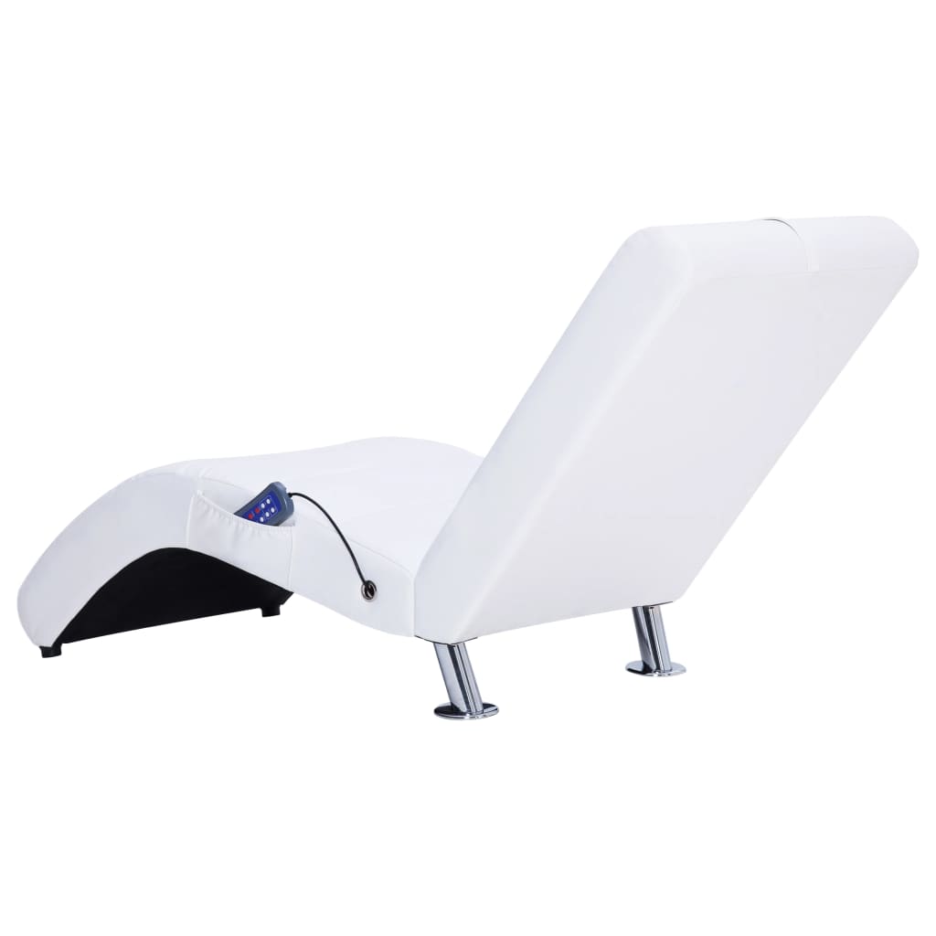 Massage Chaise Longue Met Kussen Kunstleer Wit
