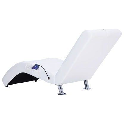 Massage Chaise Longue Met Kussen Kunstleer Wit
