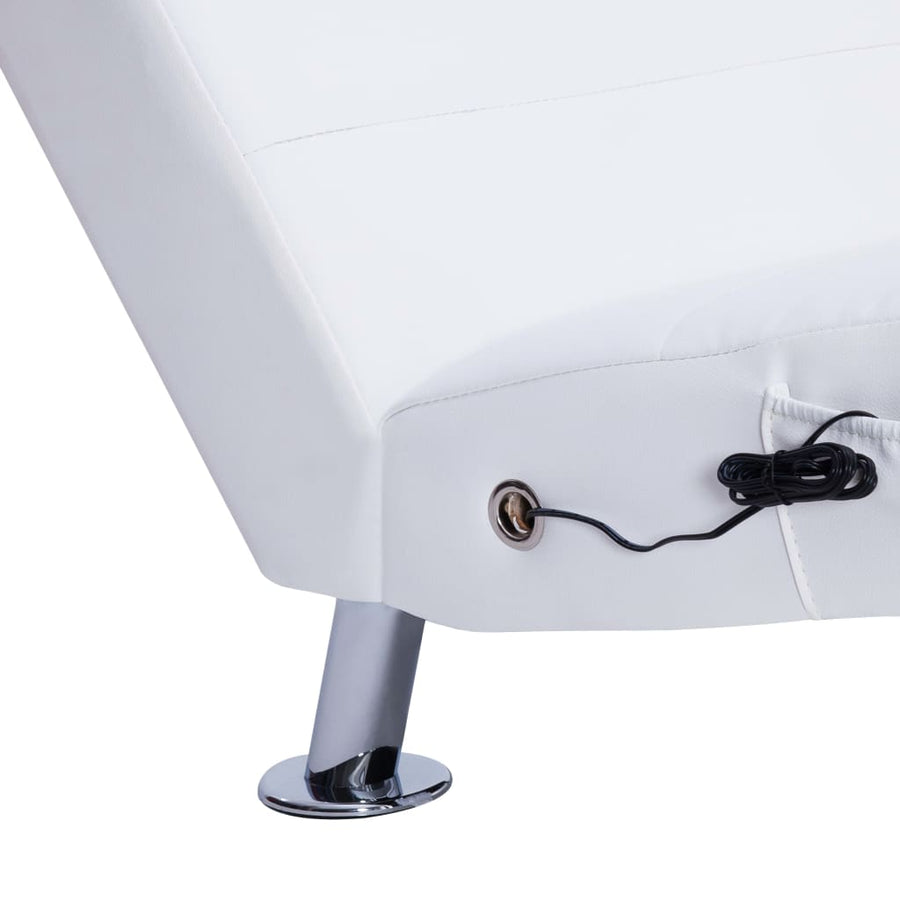 Massage Chaise Longue Met Kussen Kunstleer Wit