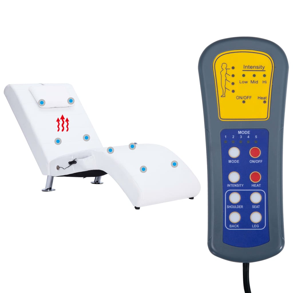 Massage Chaise Longue Met Kussen Kunstleer Wit