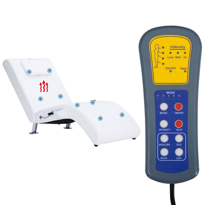 Massage Chaise Longue Met Kussen Kunstleer Wit