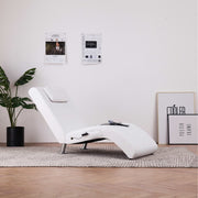 Massage chaise longue 144x59x79 cm kunstleer wit