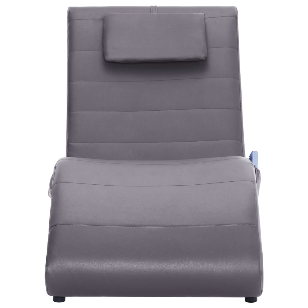 Massage Chaise Longue Met Kussen Kunstleer Grijs