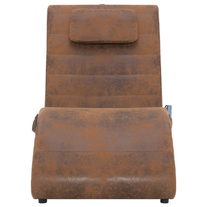 Massage Chaise Longue Met Kussen Kunstsuède Bruin