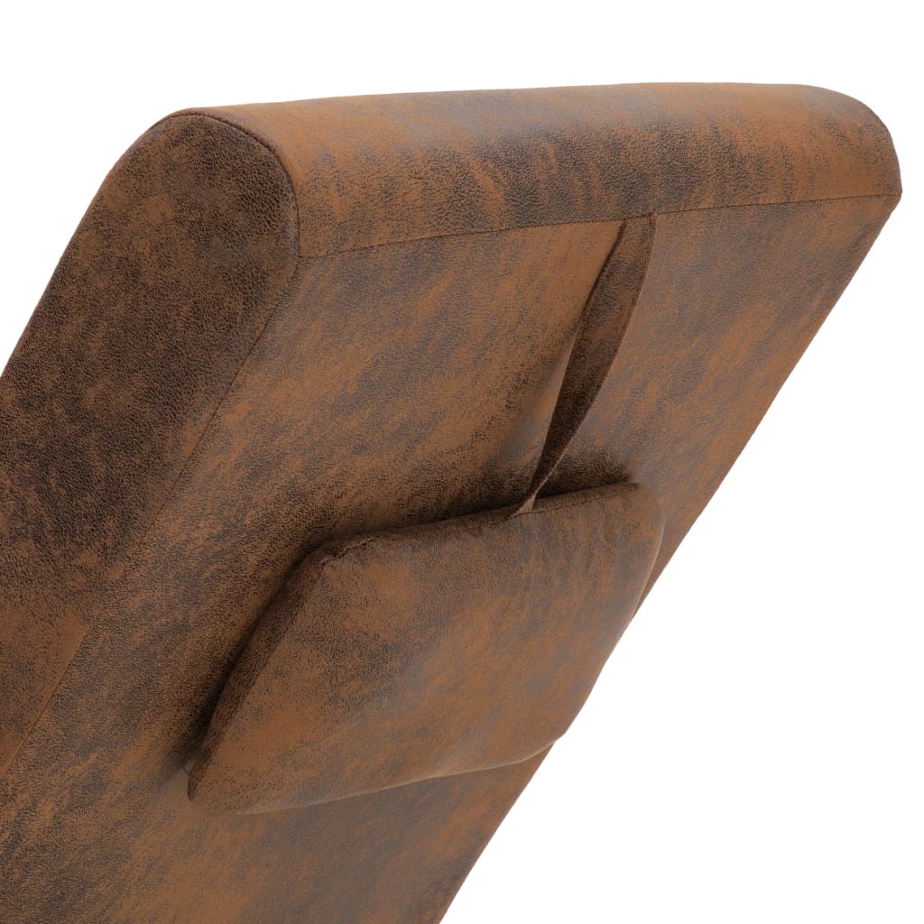 Massage Chaise Longue Met Kussen Kunstsuède Bruin