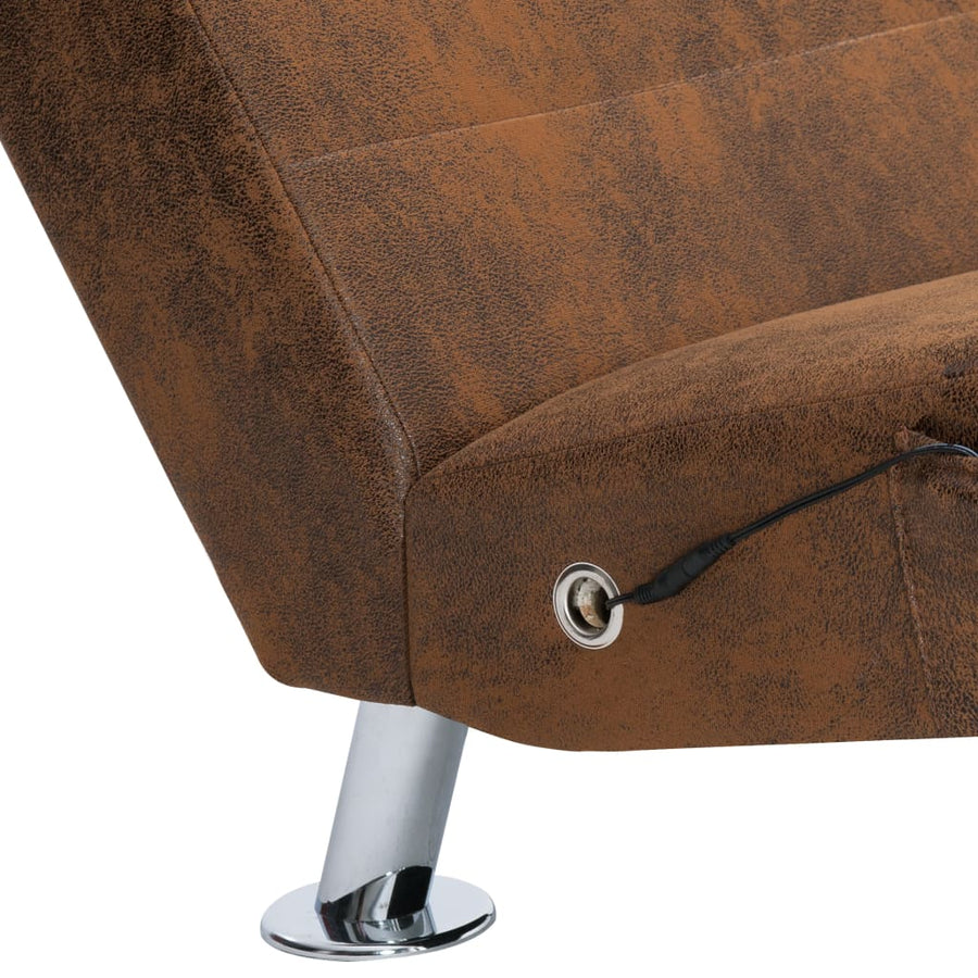 Massage Chaise Longue Met Kussen Kunstsuède Bruin