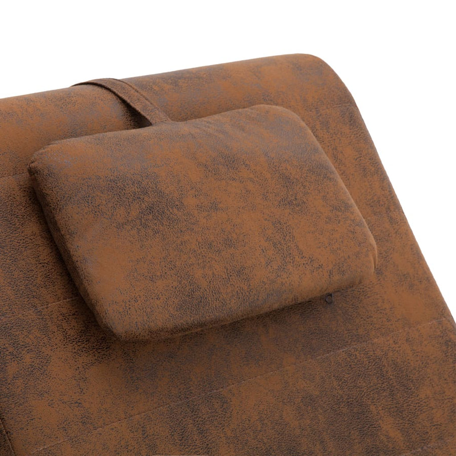 Massage Chaise Longue Met Kussen Kunstsuède Bruin