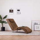 Massage Chaise Longue Met Kussen Kunstsuède Bruin