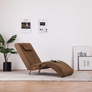 Massage chaise longue kunstsuède bruin 144x59x79 cm
