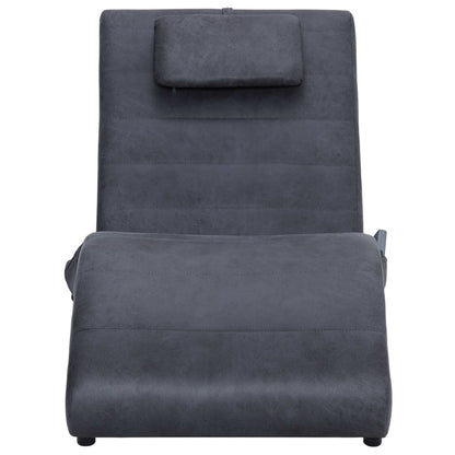 Massage Chaise Longue Met Kussen Kunstsuède Grijs