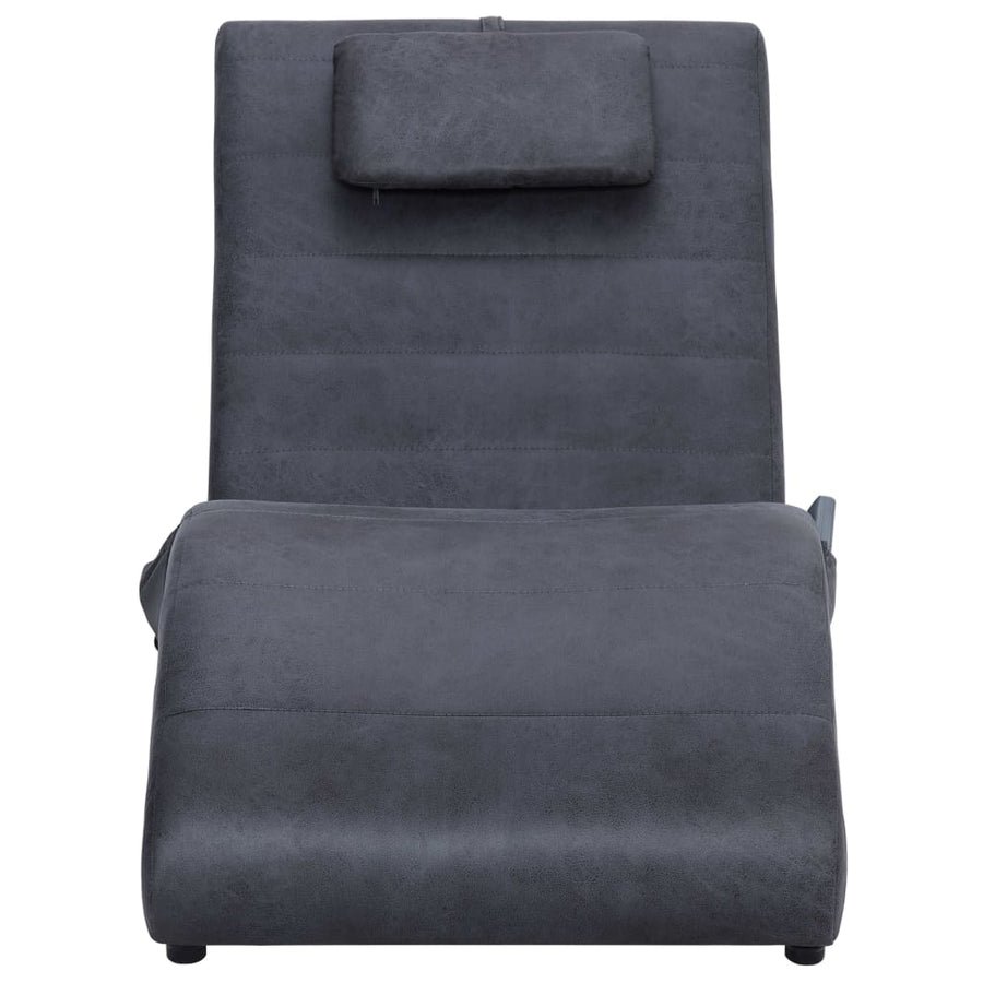 Massage Chaise Longue Met Kussen Kunstsuède Grijs