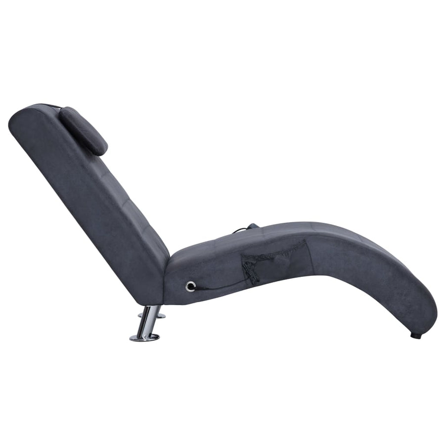 Massage Chaise Longue Met Kussen Kunstsuède Grijs