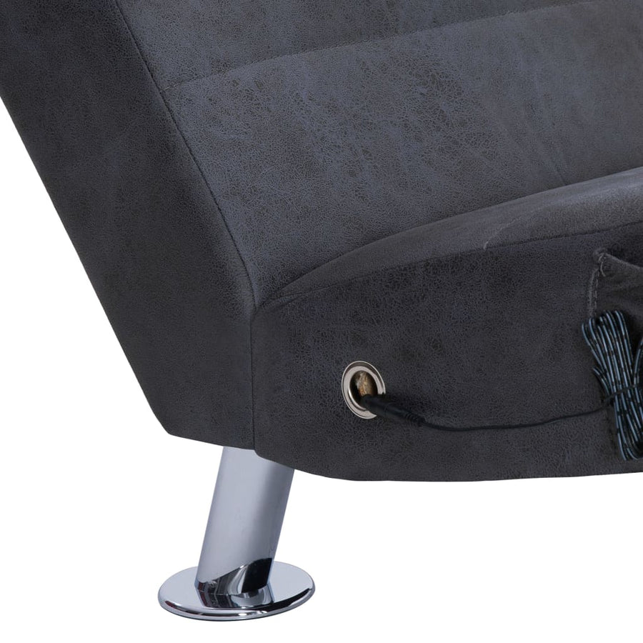 Massage Chaise Longue Met Kussen Kunstsuède Grijs
