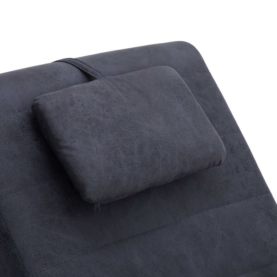 Massage Chaise Longue Met Kussen Kunstsuède Grijs