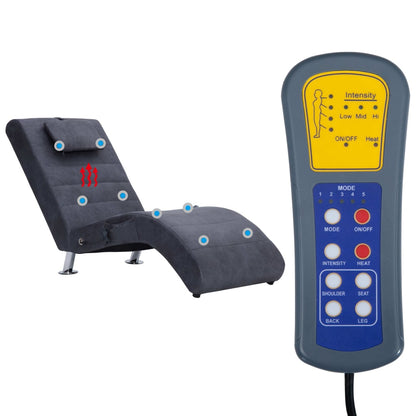 Massage Chaise Longue Met Kussen Kunstsuède Grijs