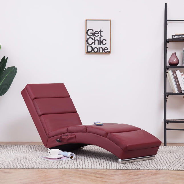 Massage Chaise Longue Kunstleer Wijnrood