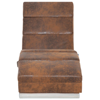 Massage chaise longue kunstsuède bruin