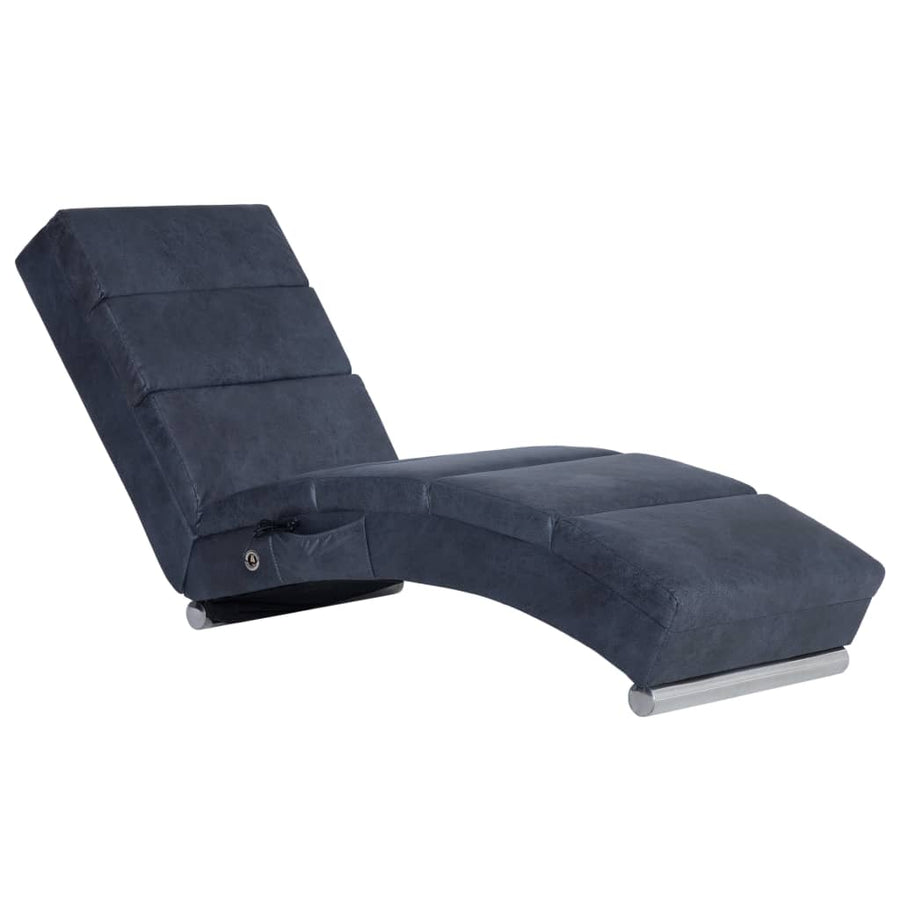 Massage chaise longue kunstsuède grijs