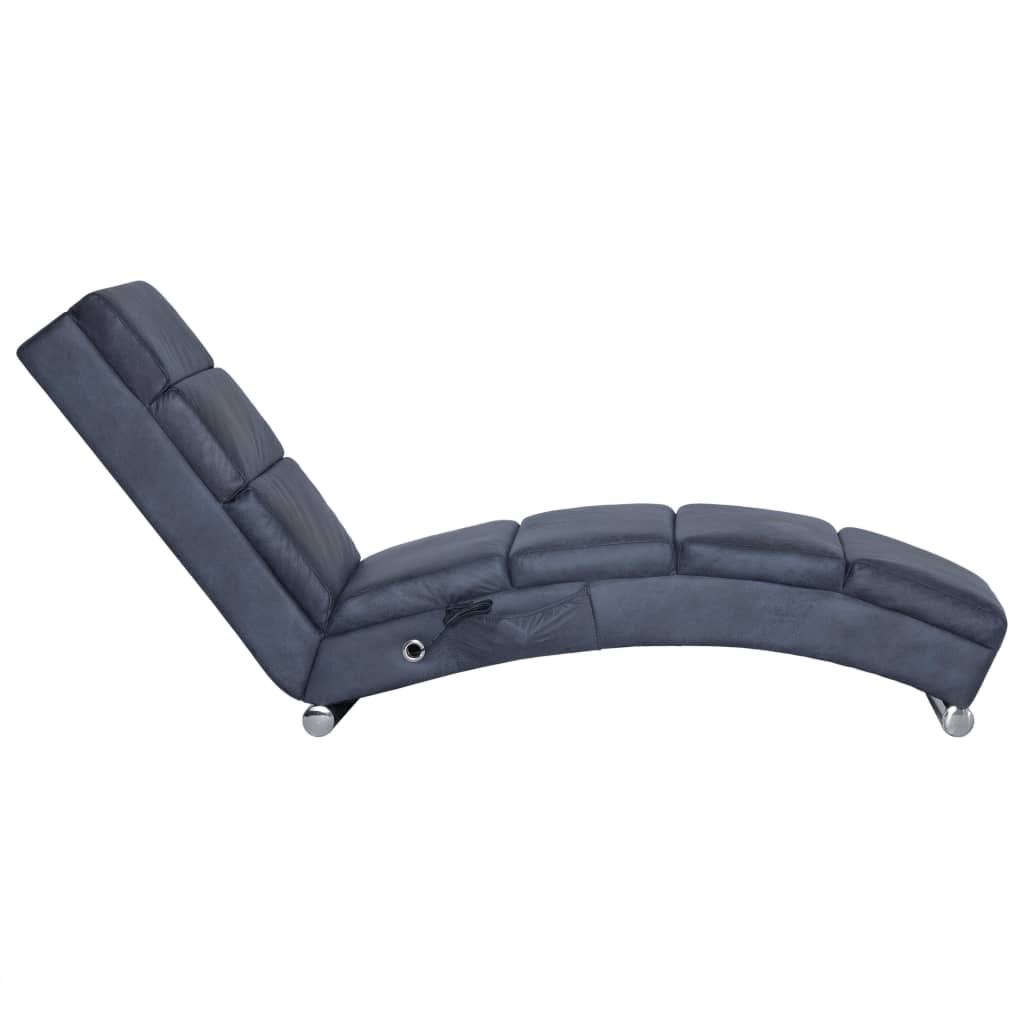 Massage chaise longue kunstsuède grijs
