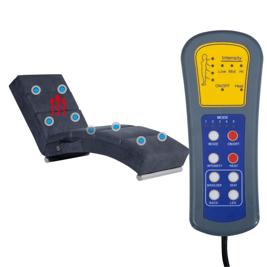 Massage chaise longue kunstsuède grijs