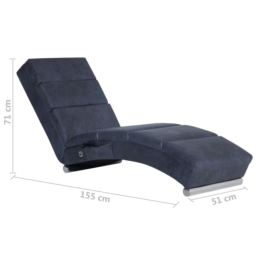 Massage chaise longue kunstsuède grijs
