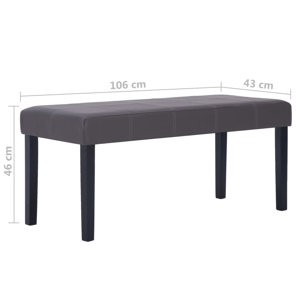 Bankje 106 Cm Kunstleer Grijs