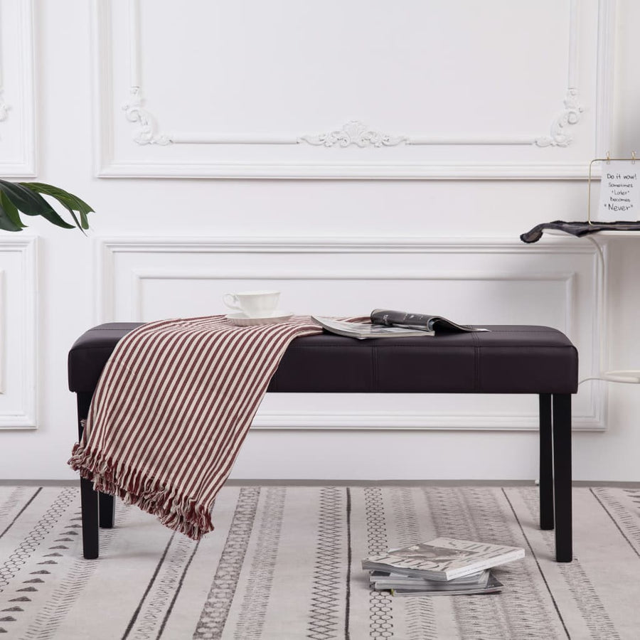 Bankje 106 Cm Kunstleer Bruin Donkerbruin