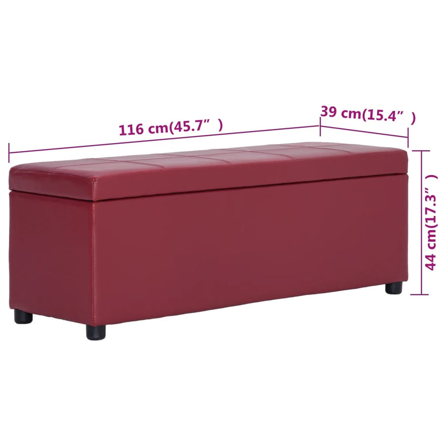 Bankje Met Opbergvak 116 Cm Kunstleer Wijnrood