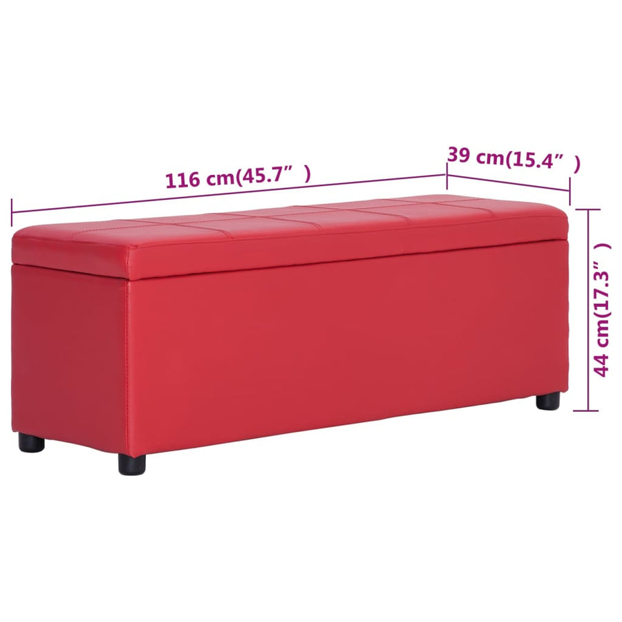Bankje Met Opbergvak 116 Cm Kunstleer Rood