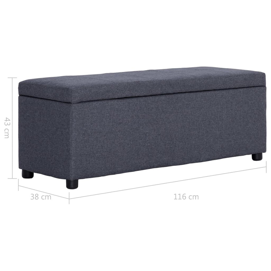 Bankje Met Opbergvak 116 Cm Polyester Donkergrijs