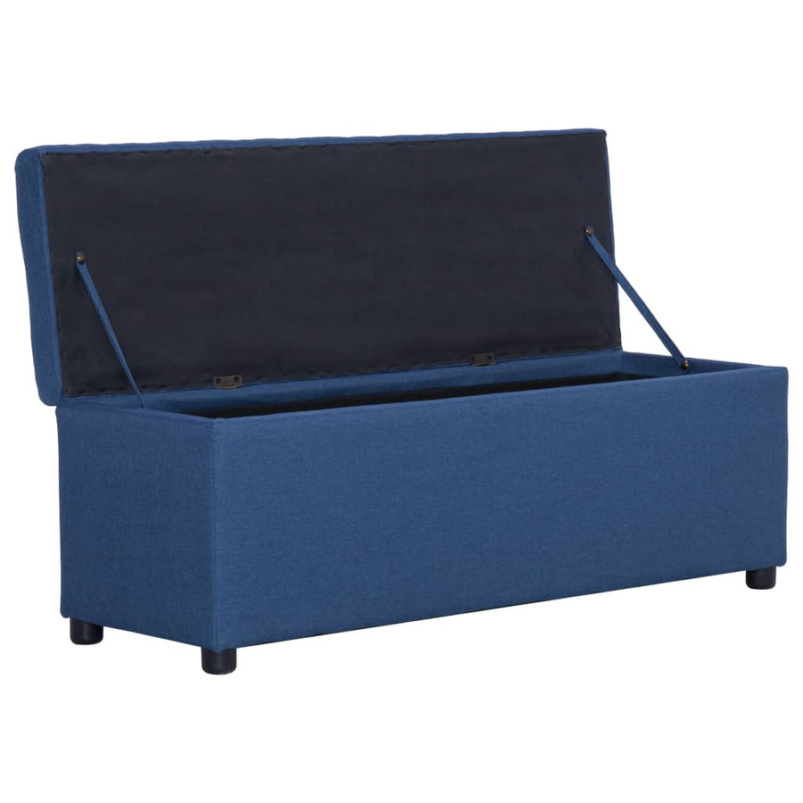 Bankje met opbergvak 116 cm polyester blauw Blauw